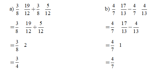 Tính bằng cách thuận tiện:   a) 3/8 x 19/12 +3/8 x 5/12 (ảnh 1)