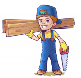 A cartoon of a child carrying wood

Description automatically generated