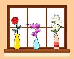 A group of flowers in vases on a window sill

Description automatically generated