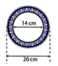 1) Tính diện tích phần viên trắng men xanh của đĩa sứ trong hình vẽ bên (ảnh 1)