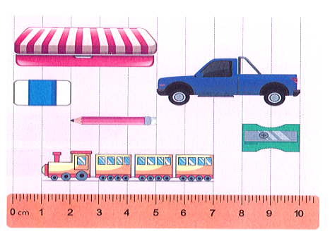 Viết vào ô trống độ dài thích hợp của các đồ vật dưới đây: (ảnh 1)