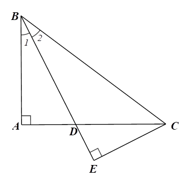 Cho tam giác ABC vuông tại A có AB = 6cm và AC = 8m. Đường phân giác của góc ABC cắt cạnh AC tại D. Từ C kẻ CE vuông góc BD tại E. a) Tính độ dài BC và tỉ số AD/DC (ảnh 1)
