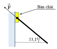 Một thợ lau kính đưa bàn chải có trọng lượng 15 N chuyển động đi lên với tốc độ không đổi nhờ lực F như hình vẽ. Hệ số ma sát trượt giữa bàn chải và kính là 0,15. Tính độ lớn c (ảnh 1)