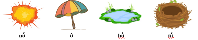 Viết “ô, hồ, tổ, nổ” dưới hình phù hợp: (ảnh 1)