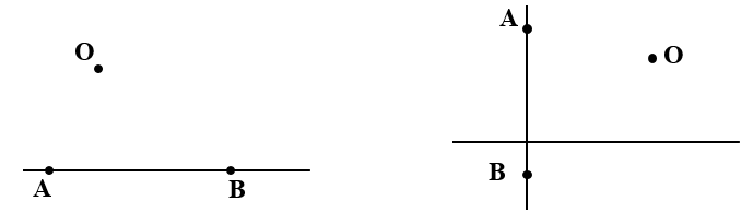 Vẽ đường thẳng qua O song song với đoạn thẳng AB. (ảnh 1)