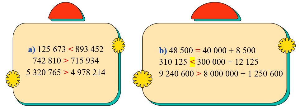 Điền dấu lớn , bé , bằng vào ô trống. (ảnh 2)