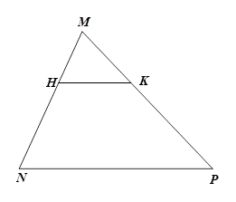 Cho tam giác MNP có H thuộc MN; K thuộc MP. Điều kiện không kết luận được HK song song NP là (ảnh 1)