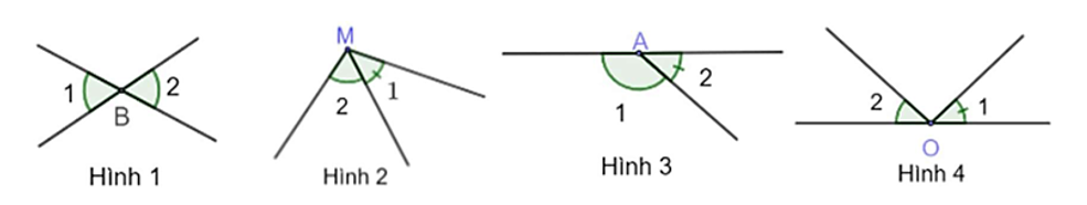 Trong các hình dưới đây, hình nào chứa hai góc đối đỉnh? (ảnh 1)
