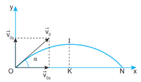 1. Tính vận tốc của viên bi theo phương nằm ngang và phương thẳng đứng tại các thời điểm: bắt đầu bắn, sau 0,1 s và sau 0,2 s.  2. a) Viên bi đạt tầm cao H vào lúc nào? (ảnh 1)
