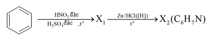 Từ benzene, tổng hợp chất hữu cơ X2 theo sơ đồ chuyển hóa bên. Phát biểu nào sau đây đúng?
 (ảnh 1)