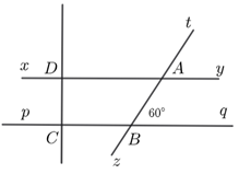Cho hình vẽ sau, biết  xy song song pq, góc DCB - 90 độ , góc ABq=60 độ,  .  (ảnh 1)