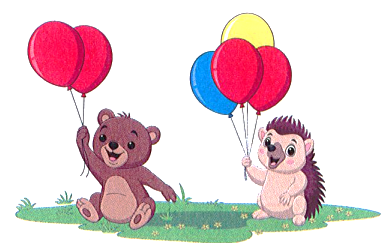 Bạn Gấu có 2 quả bóng bay. Bạn Nhím có 4 quả bóng bay. Hỏi cả hai bạn có tất cả bao nhiêu quả bóng bay? (ảnh 1)