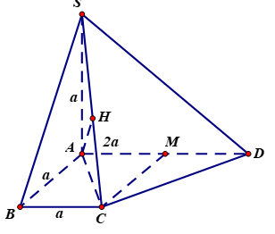 Cho hình chóp S.ABCD có đáy ABCD là hình thang vuông tại A (ảnh 1)