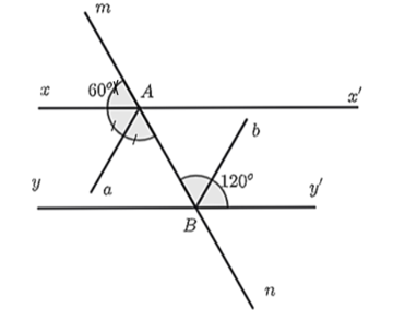 Cho hình vẽ bên, có \(Aa\) là tia phân giác của góc {xAn}\) và tia \(Bb\) nằm trong (ảnh 1)