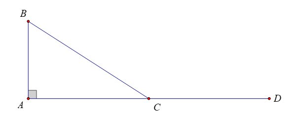 Cho tam giác \(ABC\) vuông tại \(A\) có \(AB = 1,AC = \sqrt 3 \). (ảnh 1)