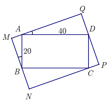 Bà Bích xin một “chữ Tâm” được sơn son thếp vàng trong một hình chữ nhật \[ABCD\] kích thước \[20{\rm{ cm}} \times 40{\rm{ cm}}{\rm{.}}\] (ảnh 2)