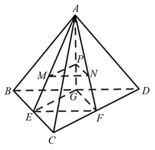 Cho tứ diện ABCD có thể tích bằng 1. Gọi M, N, P lần lượt là trọng tâm của tam giác (ảnh 1)