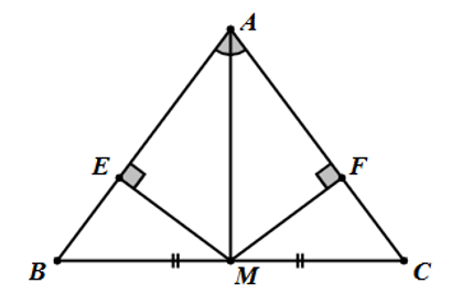 Cho \[\Delta ABC\] có \[M\] là trung điểm của \[BC\] và \[AM\] là tia phân giác (ảnh 1)
