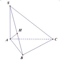 Cho khối chóp S.ABC có SA vuông góc ABC, tam giác ABC vuông tại B  (ảnh 1)