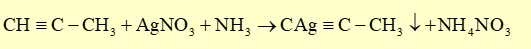 Cho propyne vào dung dịch AgNO3/NH3 hiện tượng quan sát được là (ảnh 1)