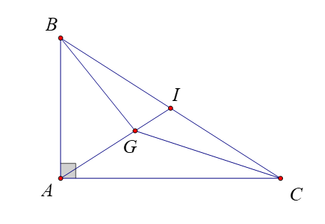 Gọi \(G\) là trọng tâm tam giác vuông \(ABC\) với cạnh huyền (ảnh 1)