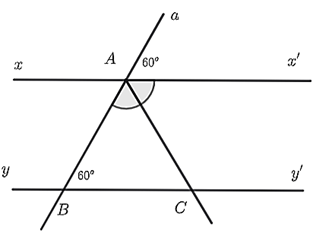 Cho hình vẽ bên, biết góc {aAx'} = 60 độ (ảnh 1)