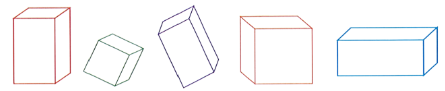  Tô mà xanh vào khối lập phương và tô màu đỏ vào khối hộp chữ nhật (ảnh 1)