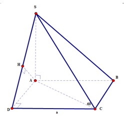 Cho hình chóp S.ABCD có đáy là hình vuông cạnh bằng a (ảnh 1)
