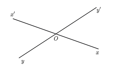 Cho cặp góc đối đỉnh góc {xOy'}\) và góc {x'Oy}\).  (ảnh 1)