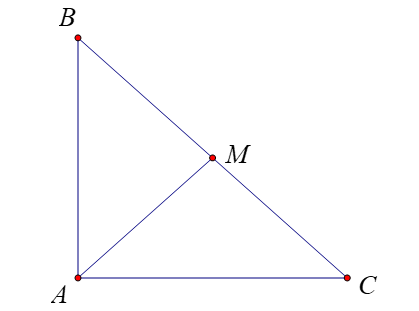 Cho tam giác \(ABC\) vuông tại \(A\ (ảnh 1)