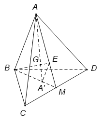 Gọi G là trọng tâm tứ diện ABCD. Gọi A' là trọng tâm của tam giác BCD Tỉ số {{GA} / {GA'} bằng: (ảnh 1)