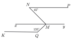 Cho hình dưới đây, biết NP song song KQ song song xy . (ảnh 1)