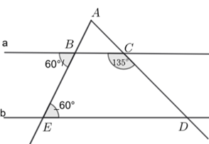 Cho hình vé biết góc aBE =60 độ , góc BED =60 độ (ảnh 1)