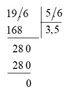 Đặt tính rồi tính: 19,6 : 5,6 (ảnh 2)