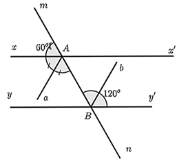 Cho hình vẽ bên, có \(Aa\) là tia phân giác của góc {xAn}\) và tia \(Bb\) nằm trong  (ảnh 1)