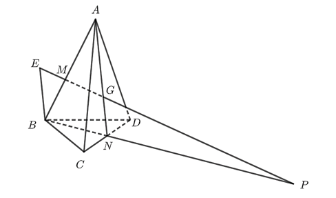 Cho tứ diện ABCD. Gọi M là điểm trên cạnh AB sao cho 3MB = 2MA và (ảnh 1)