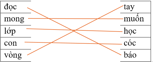 Em hãy nối các tiếng ở cột bên trái với các tiếng ở cột bên phải để tạo thành từ đúng: (ảnh 2)