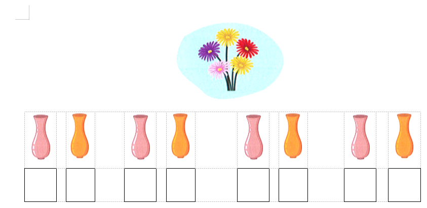 Em hãy cắm 5 bông hoa vào hai bình hoa. Rồi viết số bông hoa ở mỗi bình. (ảnh 1)