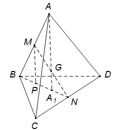 Cho tứ diện ABCD, trong đó có tam giác BCD không cân (ảnh 1)
