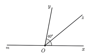 Cho góc {xOy} = 80^độ ) và tia \(Oz\) nằm giữa hai tia \(Ox,Oy\) sao cho (ảnh 1)