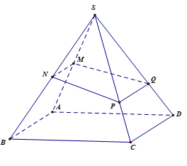 Cho khối chóp \(S.ABCD\) là hình bình hành và có thể tích V = 12. (ảnh 1)