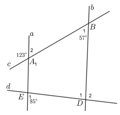 Cho hình vẽ với số đo các góc cho trước dưới đây. (ảnh 1)