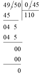 Tính (theo mẫu): 49,5 : 0,45 (ảnh 1)