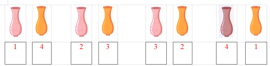 Em hãy cắm 5 bông hoa vào hai bình hoa. Rồi viết số bông hoa ở mỗi bình. (ảnh 2)