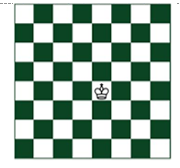 Một quân vua được đặt trên một ô giữa bàn cờ. Mỗi bước di chuyển, quân vua được chuyển sang một ô khác chung cạnh (ảnh 1)