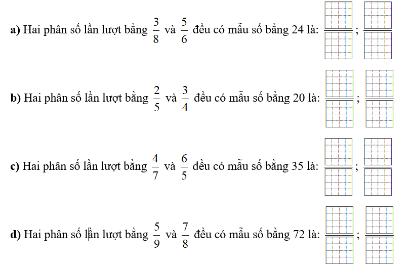 Viết phân số thích hợp vào chỗ trống: (ảnh 1)