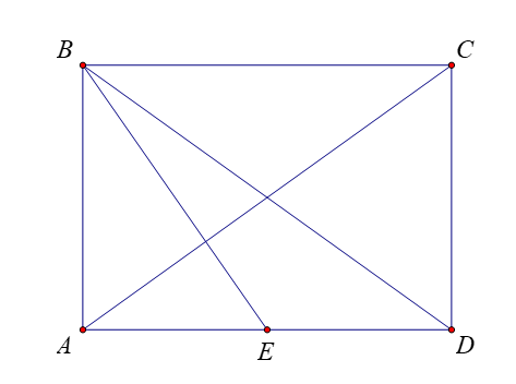 Cho hình chữ nhật \(ABCD\) có \(AB = 2\). Gọi \(E\) là trung điểm cạnh (ảnh 1)