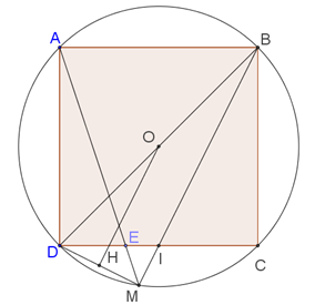 Cho hình vuông \(ABCD\) nội tiếp đường tròn (ảnh 1)