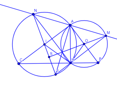 Cho tam giác ABC vuông tại A. Các đường tròn ( O ) đường kính AB (ảnh 2)