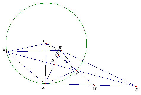 Cho tam giác ABC vuông tại A (AC < AB) có đường cao AH. Gọi D là điểm nằm trên đoạn (ảnh 1)